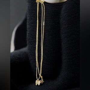 Elegant Double layered Gold Necklace with Butterfly pendants